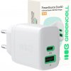 GREEN CELL Greencell PowerSource Duo30 30W 1xUSB-C 1xUSB-A PD 3.0 QC 4.0+ sieťová nabíjačka biela