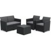 Súprava záhradného nábytku Claire so 4 sedadlami a stolíkom s vankúšmi grafitová