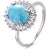 Majya Strieborný prsteň MICHELA oválny tyrkys vysadený zirkónmi 10063 6