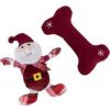 Xmas GIFT SET - vánoční dárková sada hraček (santa, kost), 30 cm, plyš/látka 2 ks