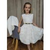 Dievčenské bielo zlaté spoločenské šaty s bolerkom Veľkosť: 146