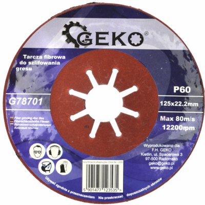 Geko G78701 10ks Fíbrový brúsny kotúč na keramickú dlažbu a gres 125mm P60