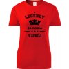 Červené dámske tričko Legendy sa rodia v apríli - darček k päťdesiatinám pre ženu L