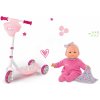 Set kolobežka trojkolesová Corolle Smoby s košíkom a bábika s doplnkami