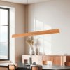 Trio Lighting LED závesné svietidlo Edgewood, dĺžka 150 cm, drevo v farbe dreva, CCT - 359719130