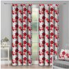 Mondo Italia Záves na riasiacej páske 140x250 cm biely s červenými kvetmi Biela 140x250 cm