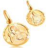Šperky eshop - Zlatý okrúhly prívesok 585 - Ježiš a svätá Matka v rámčeku S2GG05.17