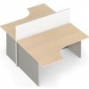 Rohový kancelársky stôl PRIMO s paravánom, magnetická tabuľa, 2 miesta, sivá/breza