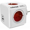 Cubenest Powercube Original USB PD 20W, A+C, 4× zásuvka, bílá/červená, dětská pojistka, uzemnění, max. 16A/250V~3680W PC220RD