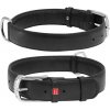 WAU DOG Plochý kožený obojok čiernej farby Obvod krku: 30-39 cm, širka: 20 mm