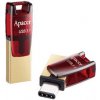 Apacer USB flash disk OTG, USB 3.0, 64GB, AH180, červený, AP64GAH180R-1, USB A/USB C, s otočnou krytkou