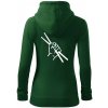 Paličky ruka - Mikina dámska trendy zipper s kapucňou - 2XL ( Fľaškovozelená )