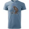 Medveď na bicykli - Klasické pánske tričko vyššej gramáže - 2XL ( Denim )