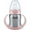 NUK FC učiaca fľaštička z vysoko kvalitnej nerezovej ocele s náustkom (125 ml) Farba: Růžová