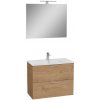 Kúpeľňová zostava s umývadlom, zrkadlom a osvetlením VitrA Mia 79x61x39,5 cm dub MIASET80D