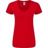 Fruit of the Loom Tričko Lady-Fit Iconic 150 V-Neck T s výstřihem do V, krátký rukáv, dámské COT-16144400405 2XL Červená