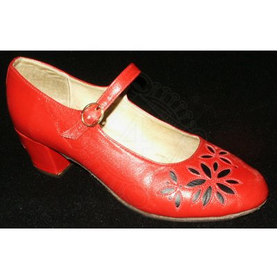 Mates Leather Factory Renasanční dámske topánky, červené s kvietkami