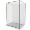Mexen Kioto, sprchová zástena Walk-In 110 x 200 cm, 8mm sklo čierny vzor, medený matný profil, 800-110-002-65-70