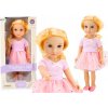 Bábika v ružových šatách s tylom, blond vlasy, 45 cm