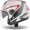 Otvorená prilba na motorku Cassida Magnum s dlhým plexi - čierna / biela / červená - XS