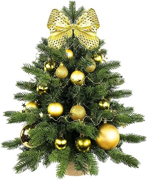 LAALU Ozdobený stromček ZLATÉ VIANOCE II 60 cm s LED OSVETLENÍM, 34 ks ozdôb a dekorácií
