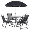 Strend Pro Záhradná sada LETICIA GREY, stôl 85x71 cm, 4x stolička 74x53x91 cm, dáždnik 180 cm, 802099