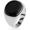 Šperky eshop - Prsteň s čiernym glazúrovaným kruhom, lesklé ramená, striebro 925 S83.04 - Veľkosť: 53 mm