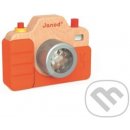 Janod drevený fotoaparát so zvukmi a svetlom 05335 oranžová