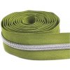 Zips metráž / 5 mm / olivovo zelený / strieborné zúbky