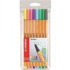 Liner, sada, 0,4 mm, STABILO Point 88, 8 pastelových farieb