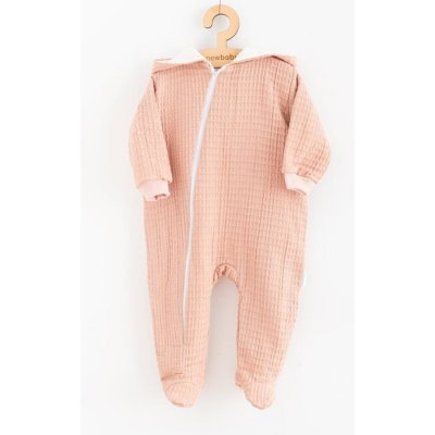 Dojčenský mušelínový overal s kapucňou New Baby Comfort clothes ružová 80 (9-12m)