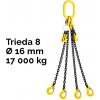 Reťazový záves,oko-4 hák, skracovač, nosnosť 17 000/11 800 kg, G8-16, Certifikát, ČŽ 17 000 / 11 800 kg 7,5 m Čierna