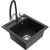 Mexen Vito, 1-komorový granitový drez 520x490x210 mm, drezová batéria Duo, čierna-strieborná metalíza, 6503-73-671701-07