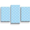 Sablio Obraz - 3-dílný Biele bodky na modrej - 75x50 cm