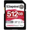 512 GB .SDXC karta Kingston . Canvas React Plus Class UHS-II U3 V60 ( r280MB/s, w150MB/s ) SDR2V6-512GB