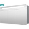 Zrkadlová skriňa 120 cm, 3 dvere, LED osvetlenie, zásuvka+vypínač, IP44 GALPIR120LED