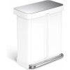 Simplehuman pedálový odpadkový kôš na triedený odpad DUAL 58 L 34/24 biela oceľ CW2118
