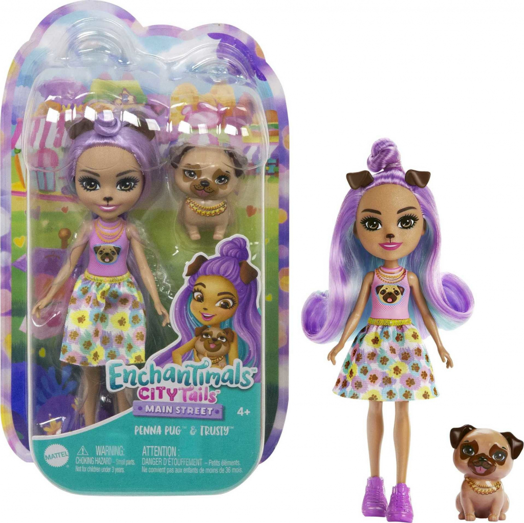 Mattel Enchantimals City Tails a zvířátko Penna Pug a Trusty