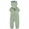 CARTERS CARTER'S Overal na zips bez nožičiek kr. rukáv Green Dino chlapec