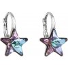 Evolution Group Strieborné náušnice visiace s krištáľmi Swarovski fialová hviezdička 31227.5, darčekové balenie