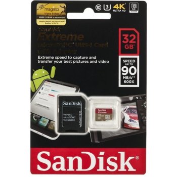 SanDisk Extreme microSDHC 32GB UHS-I U3 + adapter SDSQXNE-032G-GN6AA
