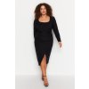 Trendyol Curve Čierne vypasované midi šaty čierna 48 Trendyol 8683049190202