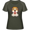 MyMate Predĺžené Tričko MY120 - Ilustrácia sediaceho psíka - Olive / Heather Olive - S - Dámske