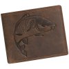 Hnedá brúsená kožená peňaženka L1172 ryba