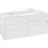 VILLEROY & BOCH Collaro závesná skrinka pod umývadlo na dosku (umývadlo v strede), 4 zásuvky, s LED osvetlením, 1200 x 500 x 548 mm, Glossy White, C112B0DH