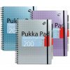 Špirálový zošit, A4, linajkový, 100 listov, PUKKA PAD Metallic Project Book, mix farieb