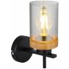 GLOBO 15557W FINCA nástenné svietidlo 1xE27 čierna, dymová, drevo
