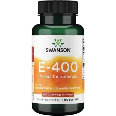 Swanson Vitamín E zmes tokoferolov, 400 IU, 100 softgel kapsúl