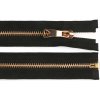 Kovový zips No 5 dĺžka 80 cm s ozdobným jazdcom - čierna zlatá