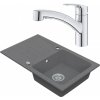 Drezový set Grohe 5/C- Granitový drez, s odkvapávacou plochou, 78x48cm, Sivá + Drezová batéria Grohe Eurosmart